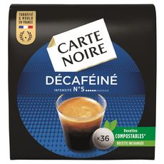 CARTE NOIRE Dosettes de café décaféiné compatibles Senseo 36 dosettes 250g