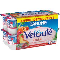 DANONE Veloute Yaourt aux fruix fraise framboise pêche abricot 16x125g