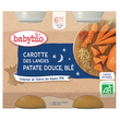 BABYBIO Petit pot carottes patate douce & blé bio dès 6 mois 2x200g