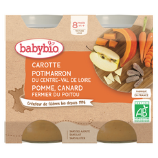 Babybio Petit Pot Carotte Potimarron Pomme Canard Bio Des 8 Mois 2x0g Pas Cher A Prix Auchan