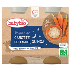 BABYBIO Petit pot mouliné de carotte des landes quinoa bio dès 8 mois 2x200g