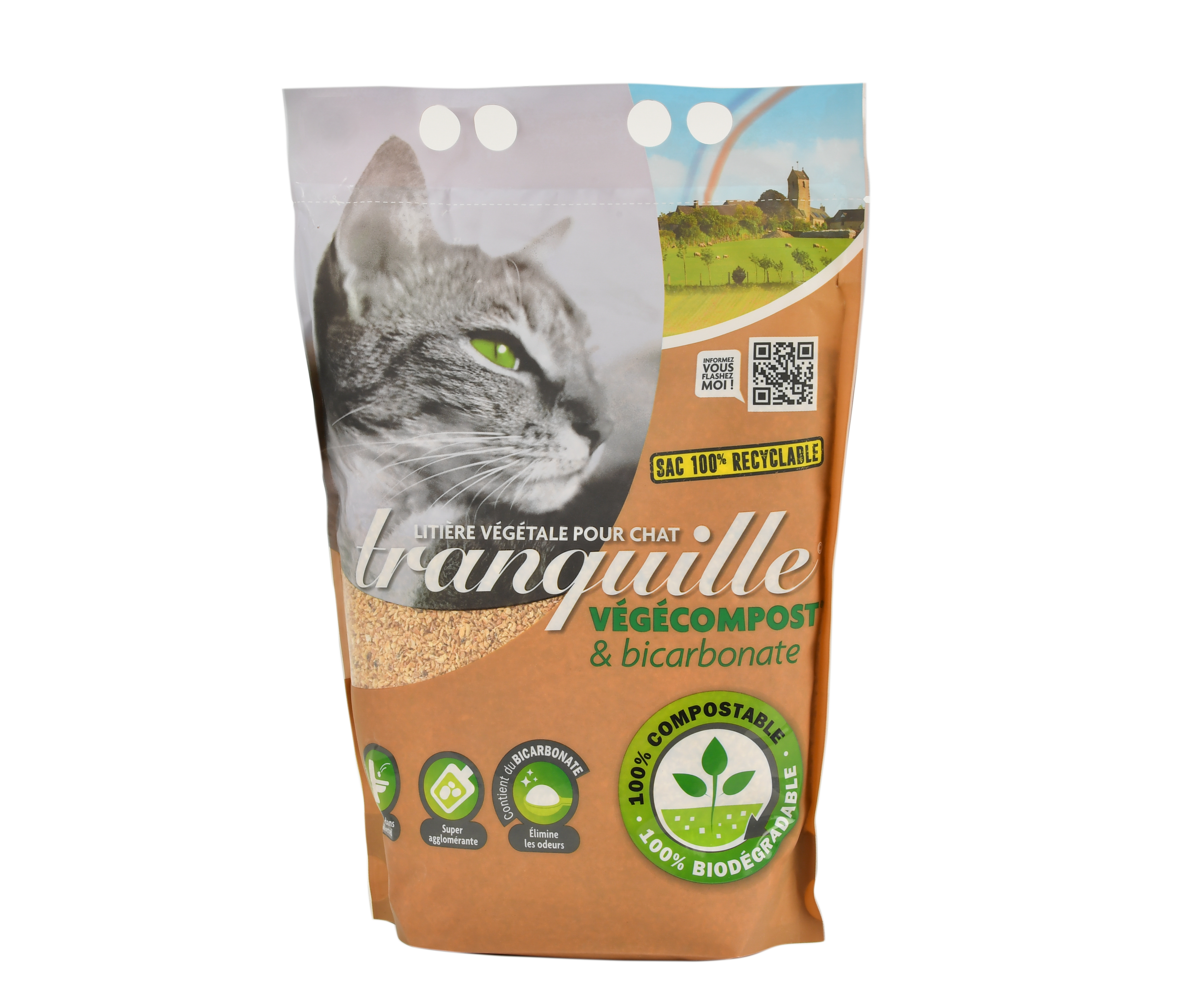 Tranquille Litiere Vegetale Vegecompost Et Biocarbonate Pour Chat 4l Pas Cher A Prix Auchan