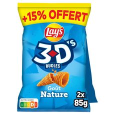 LAY'S 3D's Bugles goût nature 2x85g + 15% offert