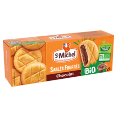 ST MICHEL Biscuits sablés bio fourrés au chocolat sans huile de palme 9 biscuits 135g