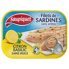 SAUPIQUET Filets de sardines sans arêtes marinade citron basilic 100g