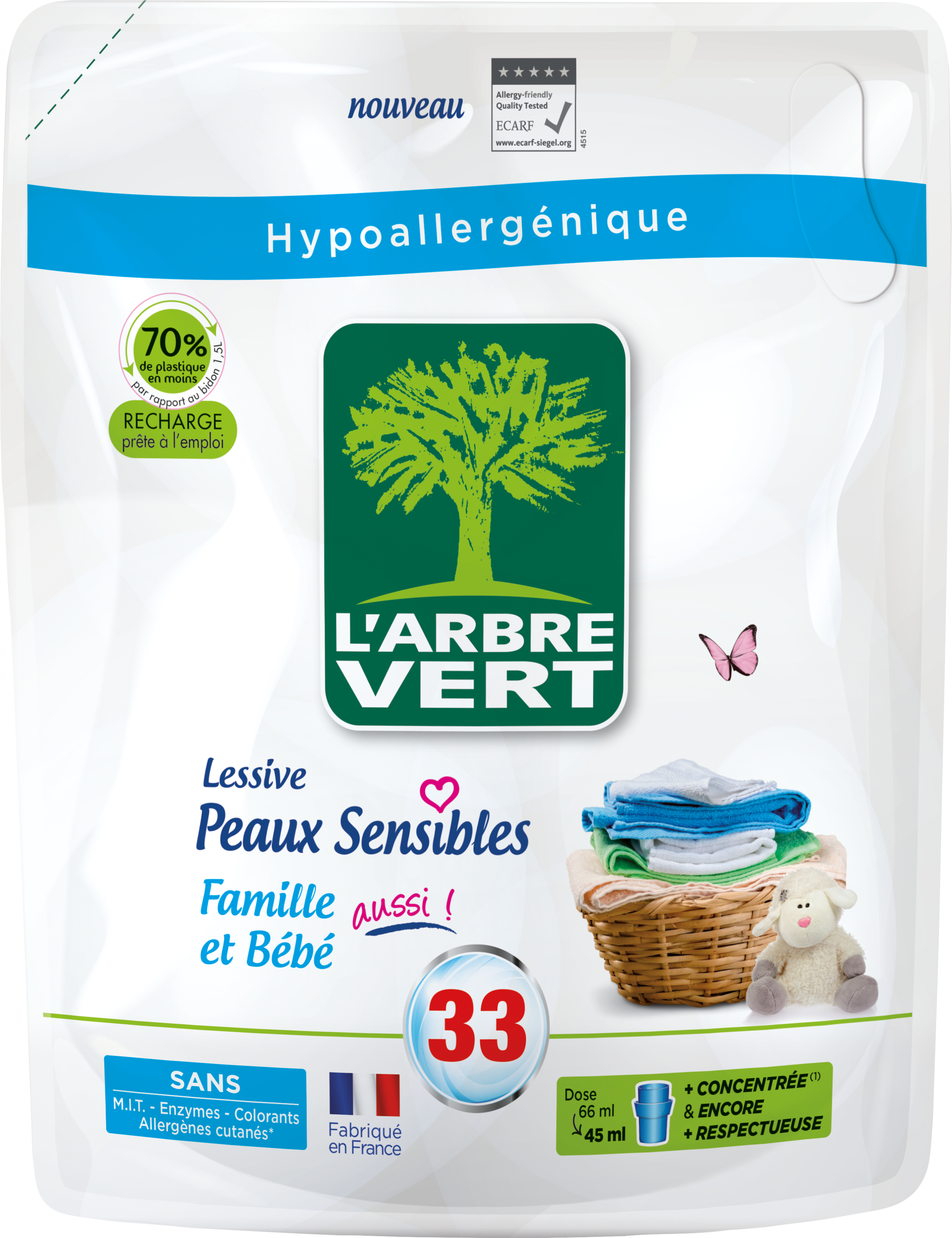 PERSAVON Lessive liquide bébé hypoallergénique peaux sensibles à l'extrait  d'abricot bio 30 lavages 1,5l pas cher 