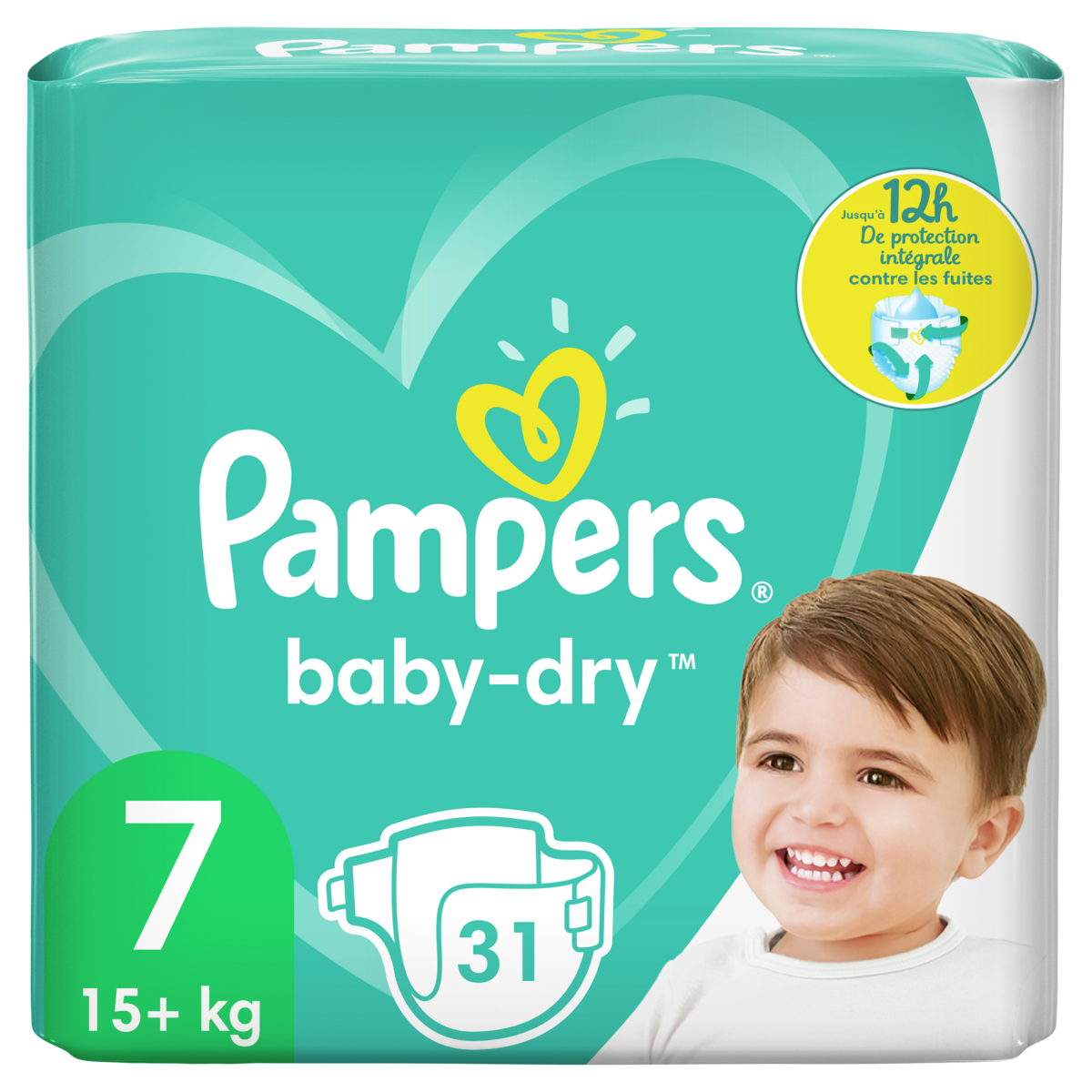 PAMPERS Baby-dry géant couches taille 7 (15kg et +) 31 couches pas cher 