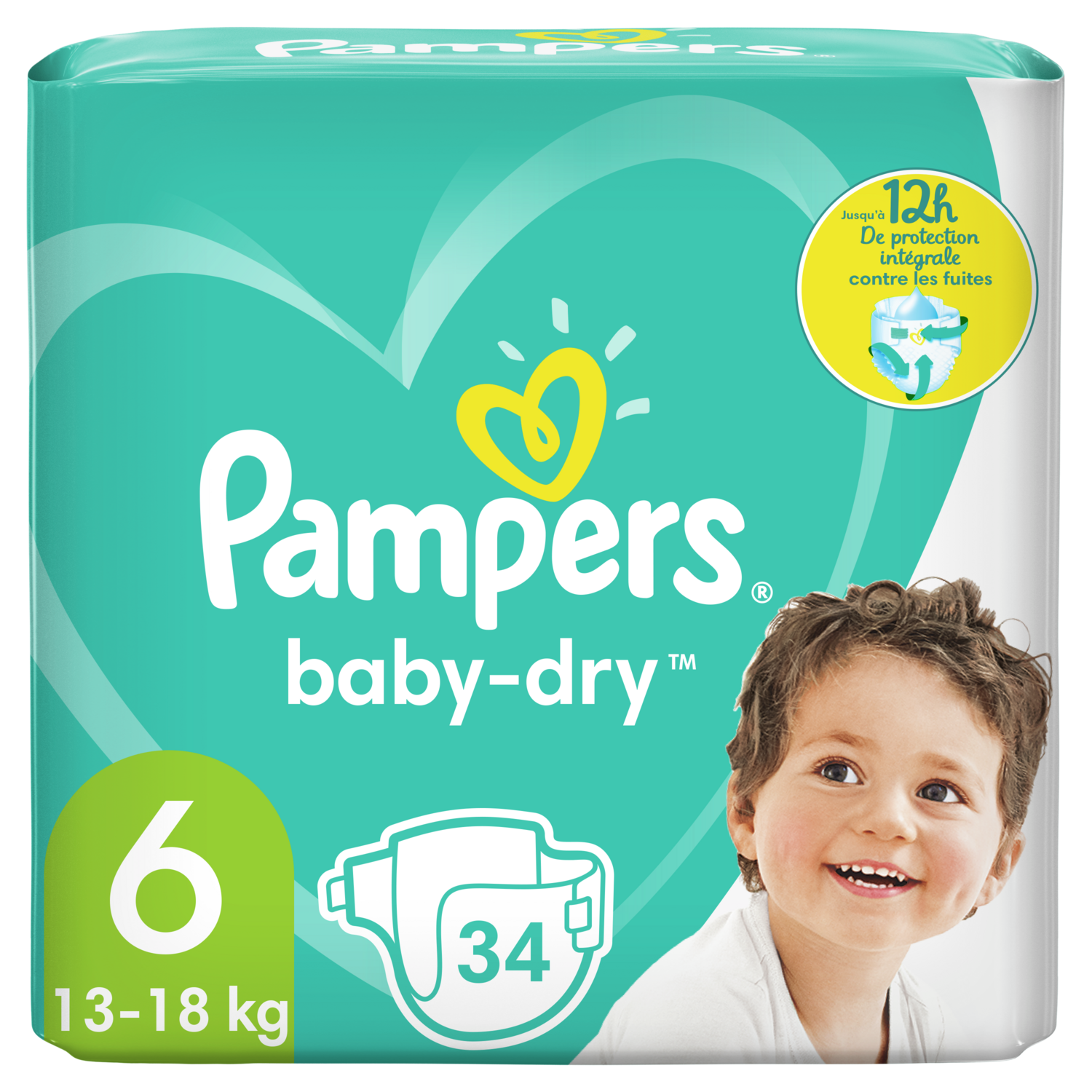 PAMPERS Baby-dry couches taille 6 (13-18kg) 34 couches pas cher 