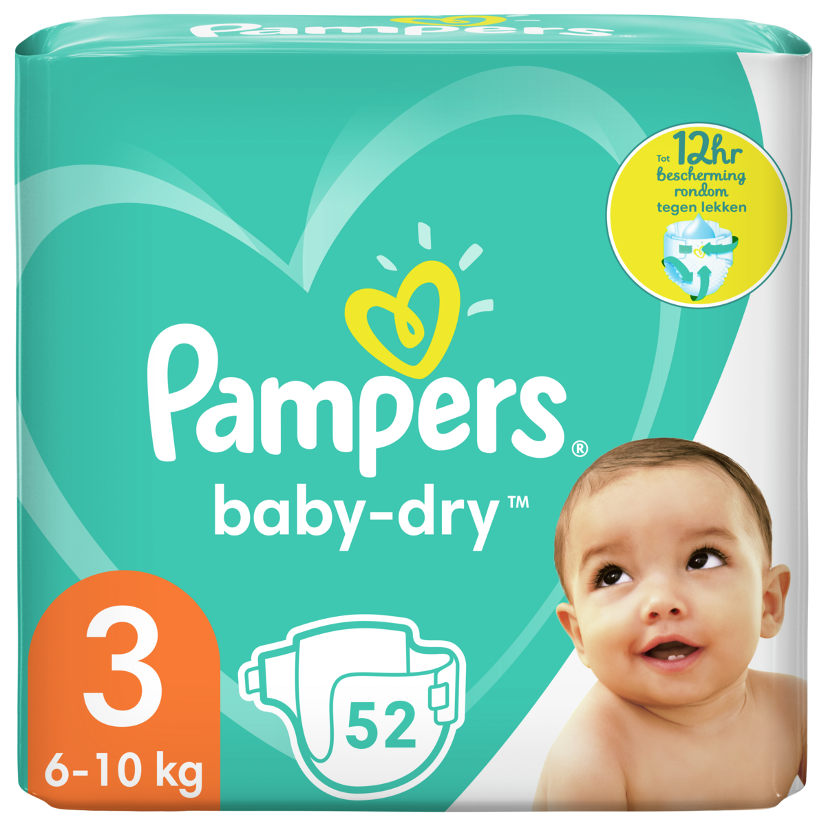 PAMPERS Baby-dry couches taille 3 (6-10kg) 52 couches pas cher