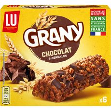 GRANY Barres de céréales au chocolat et 5 céréales 6 barres 125g