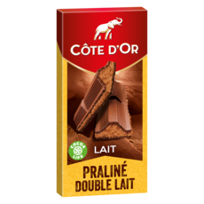 COTE D'OR Tablette de chocolat au lait fourré praliné et double lait 1 pièce 200g