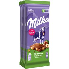 MILKA Tablette de Chocolat au lait et noisette entière 5 tablettes 500g