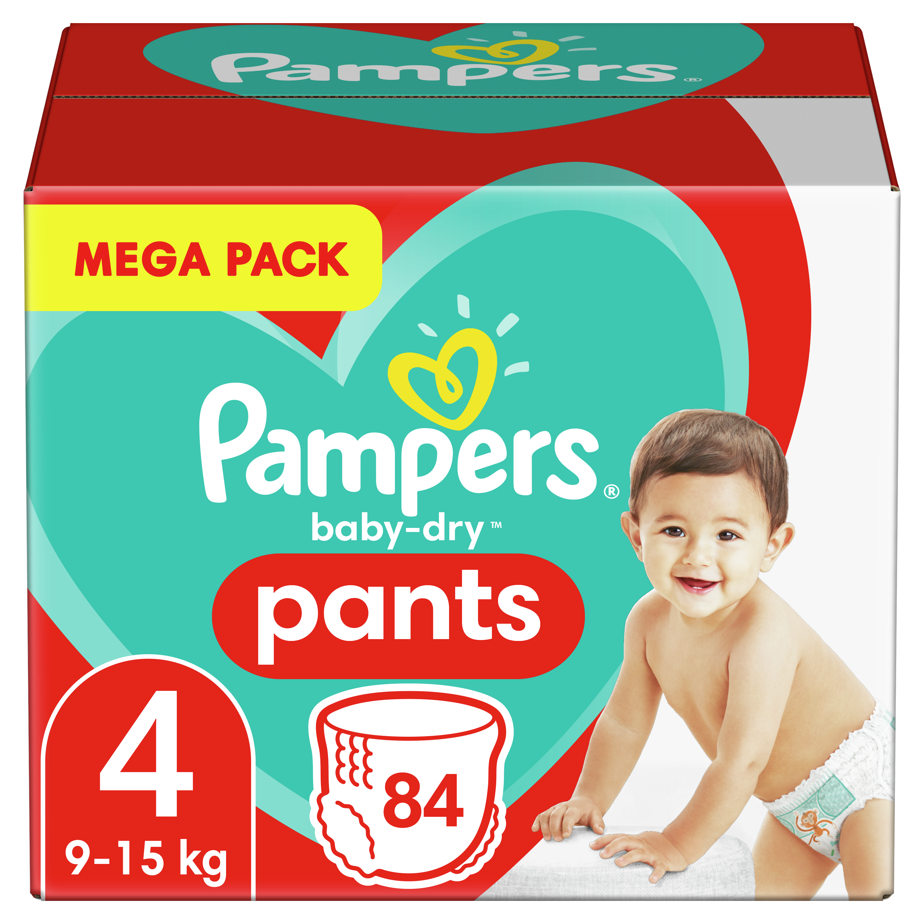 PAMPERS Baby-dry pants Couches-culottes taille 4 (9-15kg) 84 couches pas  cher 