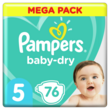PAMPERS Baby-dry couches taille 5 (11 à 16kg) 76 couches