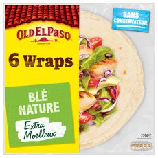 OLD EL PASO Wraps de blé nature extra moelleux sans conservateur 6 wraps 350g