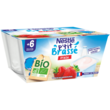 NESTLE P'tit brassé petit pot dessert lacté fraise bio dès 6 mois 4x90g