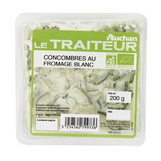 AUCHAN LE TRAITEUR Concombres au fromage blanc bio 200g