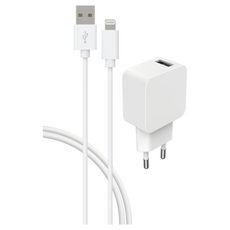 BBC Chargeur rapide 2.4A + câble USB A vers Lightning - 1.2 m - Blanc