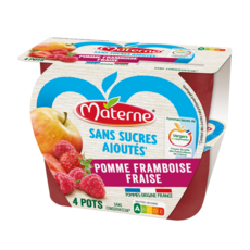 MATERNE Coupelle pomme framboise fraise sans sucre ajoutés 4x100g