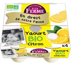INVITATION A LA FERME Yaourt bio au citron 4x125g