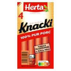 HERTA Knacki original saucisse 100% pur porc 4 pièces 140g