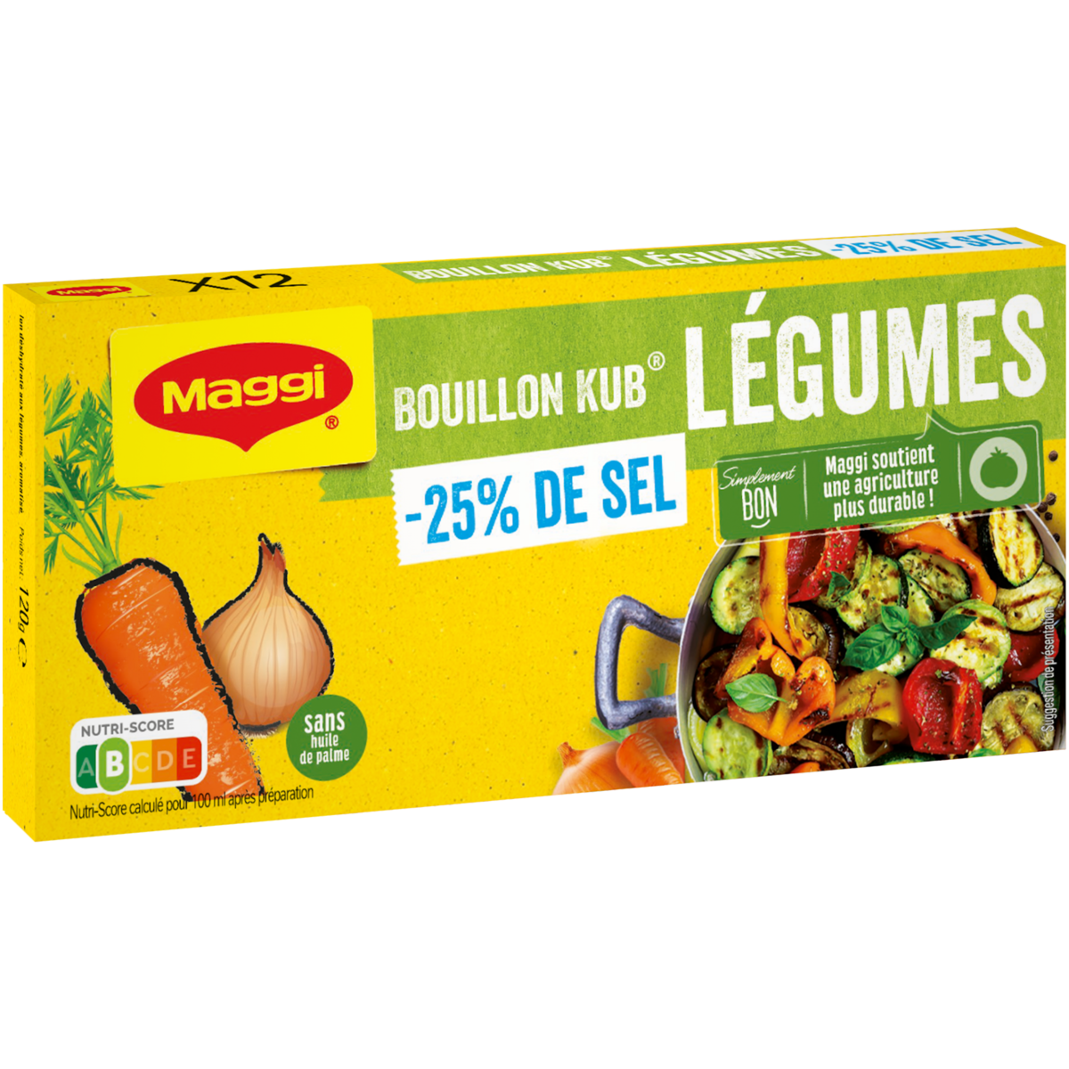 MAGGI tablettes bouillon kub légumes 25 de sel x12 120g pas cher à