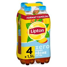 LIPTON Boisson à base de thé zéro sucre saveur pêche 4x1,5l