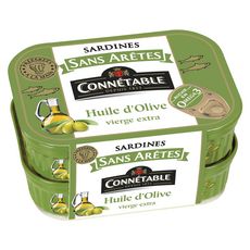 CONNETABLE Sardines sans arêtes huile d'olive vierge extra 2x140g
