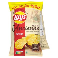 LAY'S Chips recette à l'ancienne nature lot de 2 2x150g