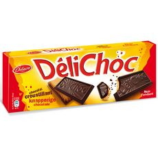 DELICHOC Biscuits sablés nappés de chocolat noir croustillant 150g