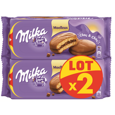 MILKA Gâteaux moelleux aux pépites de chocolat enrobés de chocolat 2 paquets 2x175g