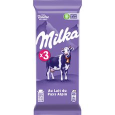 MILKA Tablette de chocolat au lait du pays alpin 3 pièces 3x100g