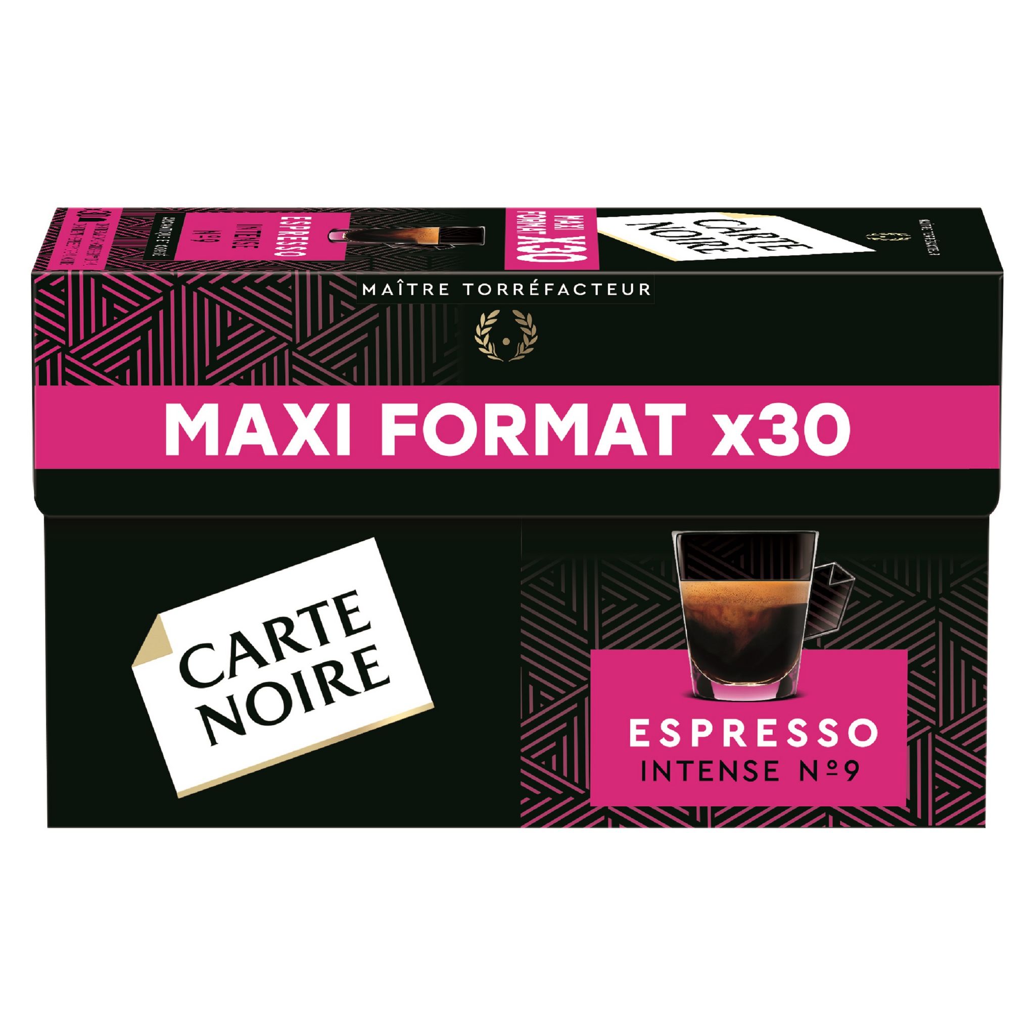 CARTE NOIRE Capsules de café Espresso intensité 9 compatibles Nespresso 30  capsules 159g pas cher 