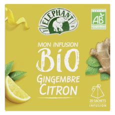 ELEPHANT Infusion gingembre citron bio 20 sachets 34g