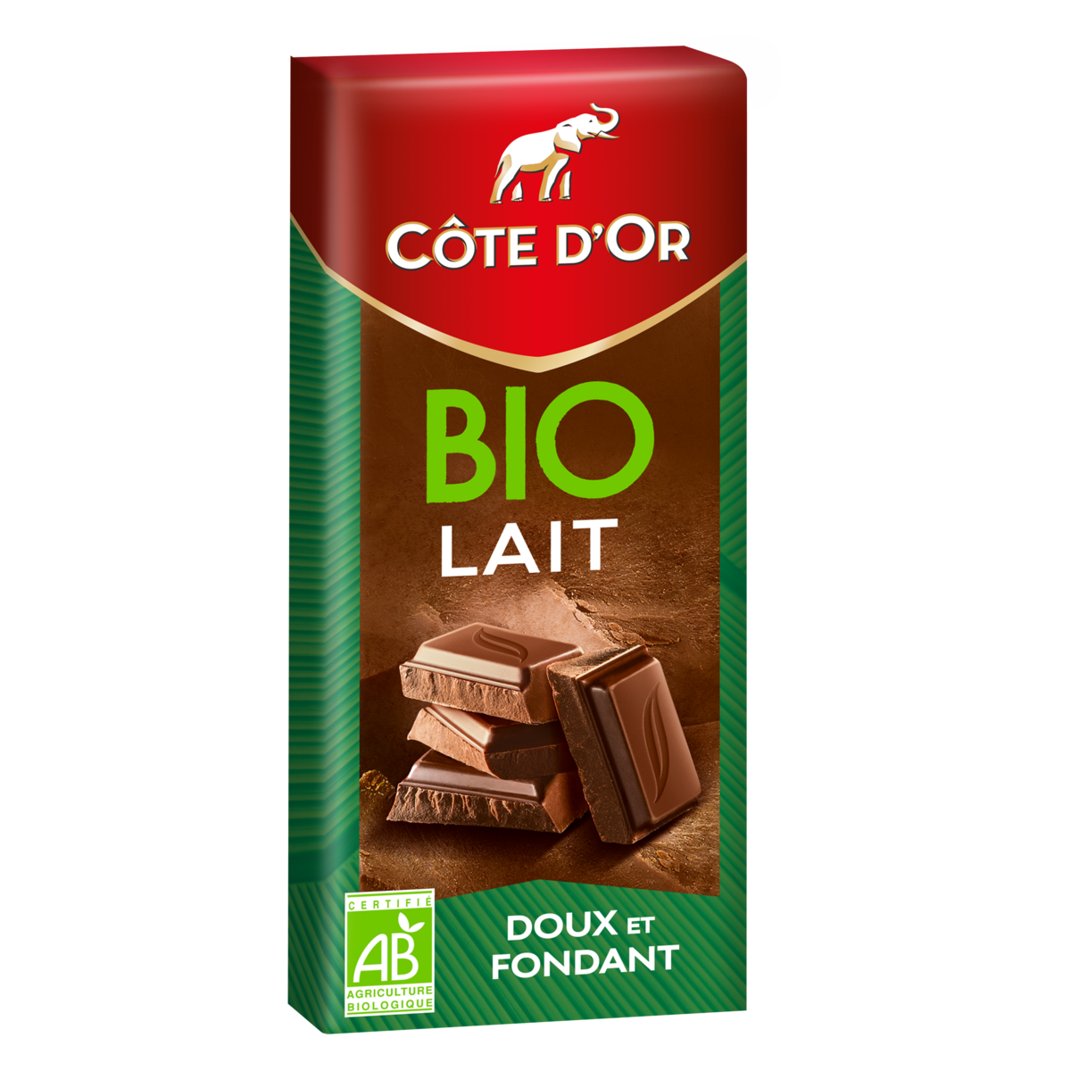 COTE D'OR Tablette de chocolat au lait bio 1 pièce 150g