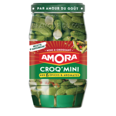 AMORA Croq'mini Cornichons aux 6 épices et aromates bocal 205g