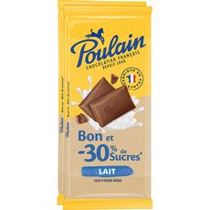POULAIN Tablette de chocolat au lait -30% de sucres 2 pièces 2x85g