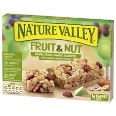 NATURE VALLEY Fruit & Nut Barre de céréales pomme raisin amandes et cacahuètes  4 pièces  120g
