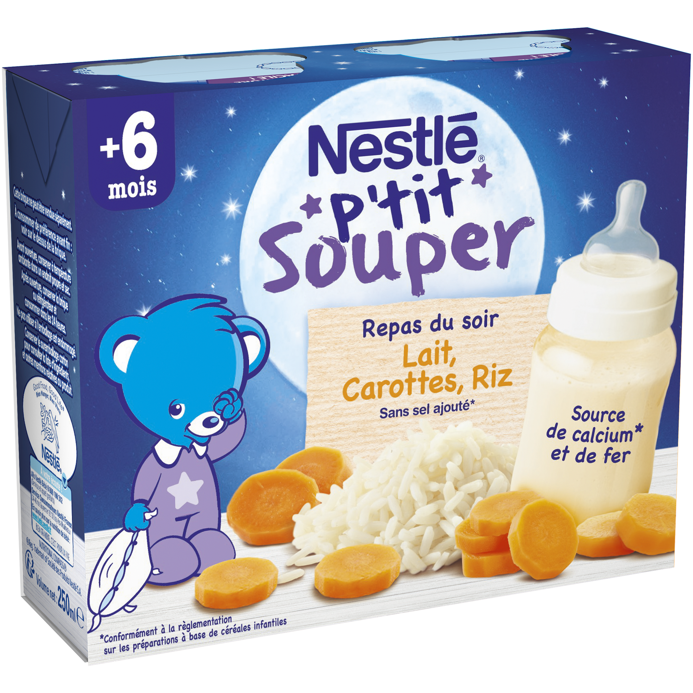 Nestle P Tit Souper Lait Aux Carottes Et Au Riz Des 6 Mois 2x250ml Pas Cher A Prix Auchan