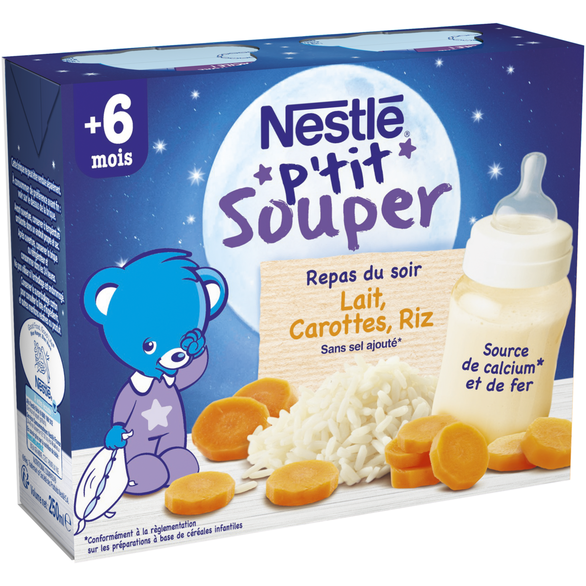 Nestle P Tit Souper Lait Aux Carottes Et Au Riz Des 6 Mois 2x250ml Pas Cher A Prix Auchan