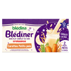 Blédina BLEDINA Blédîner brique céréales lactées carotte petit pois 12 mois