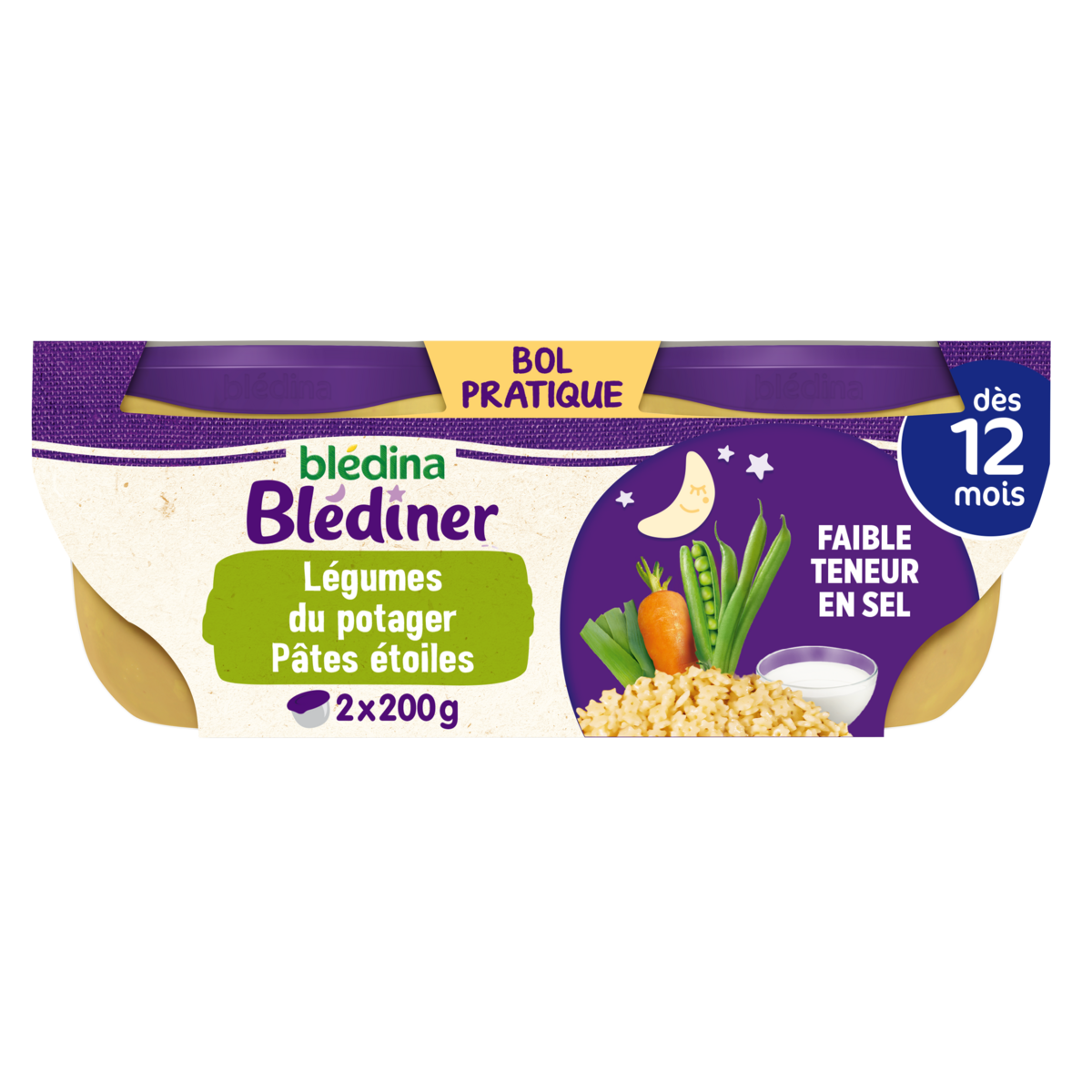 Bledina Blediner Bol Legumes Du Potager Pates Etoiles Des 12 Mois 2x0g Pas Cher A Prix Auchan