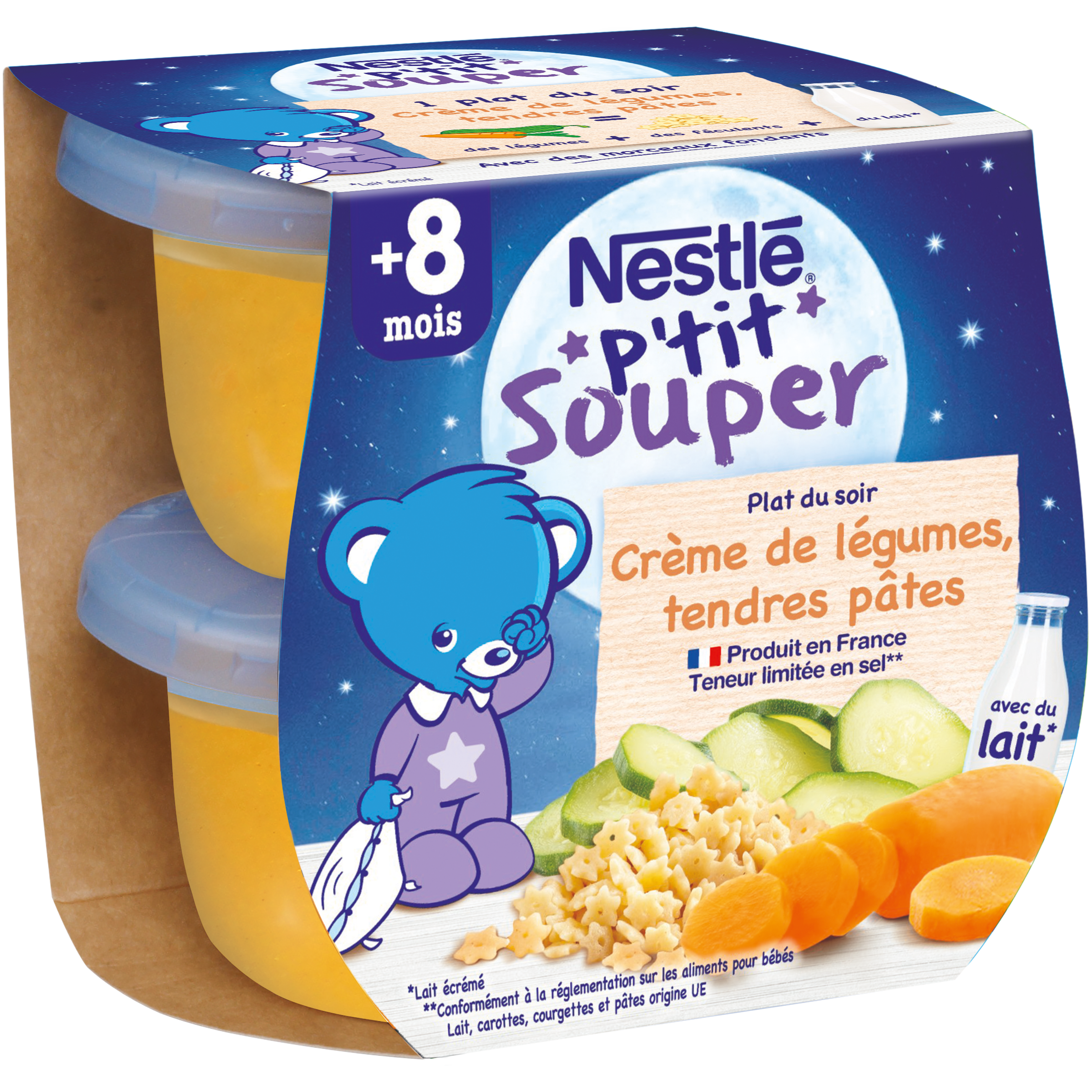 Nestle P Tit Souper Bol Creme De Legumes Et Pates Des 12 Mois 2x0g Pas Cher A Prix Auchan