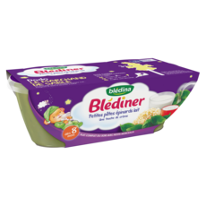 BLEDINA Blédîner bol petites pâtes épinards et lait dès 8 mois 2x220g