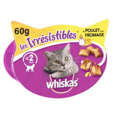 WHISKAS Les irrésistibles friandises au poulet et au fromage pour chat 60g