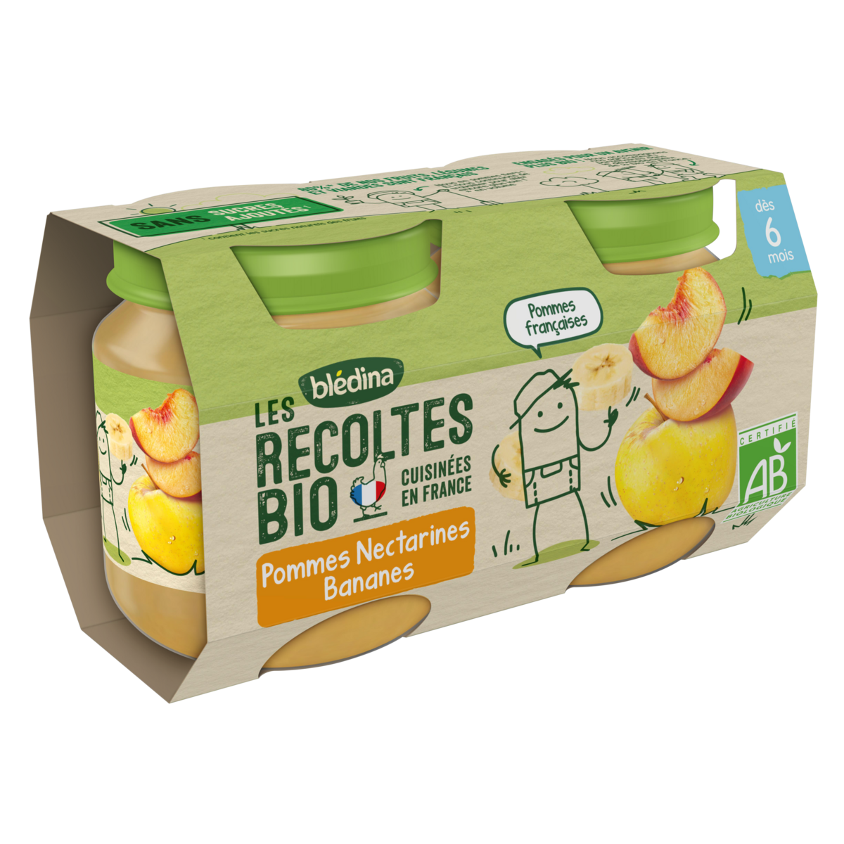 Bledina Petit Pot Dessert Pomme Nectarine Et Banane Bio Des 6 Mois 2x130g Pas Cher A Prix Auchan