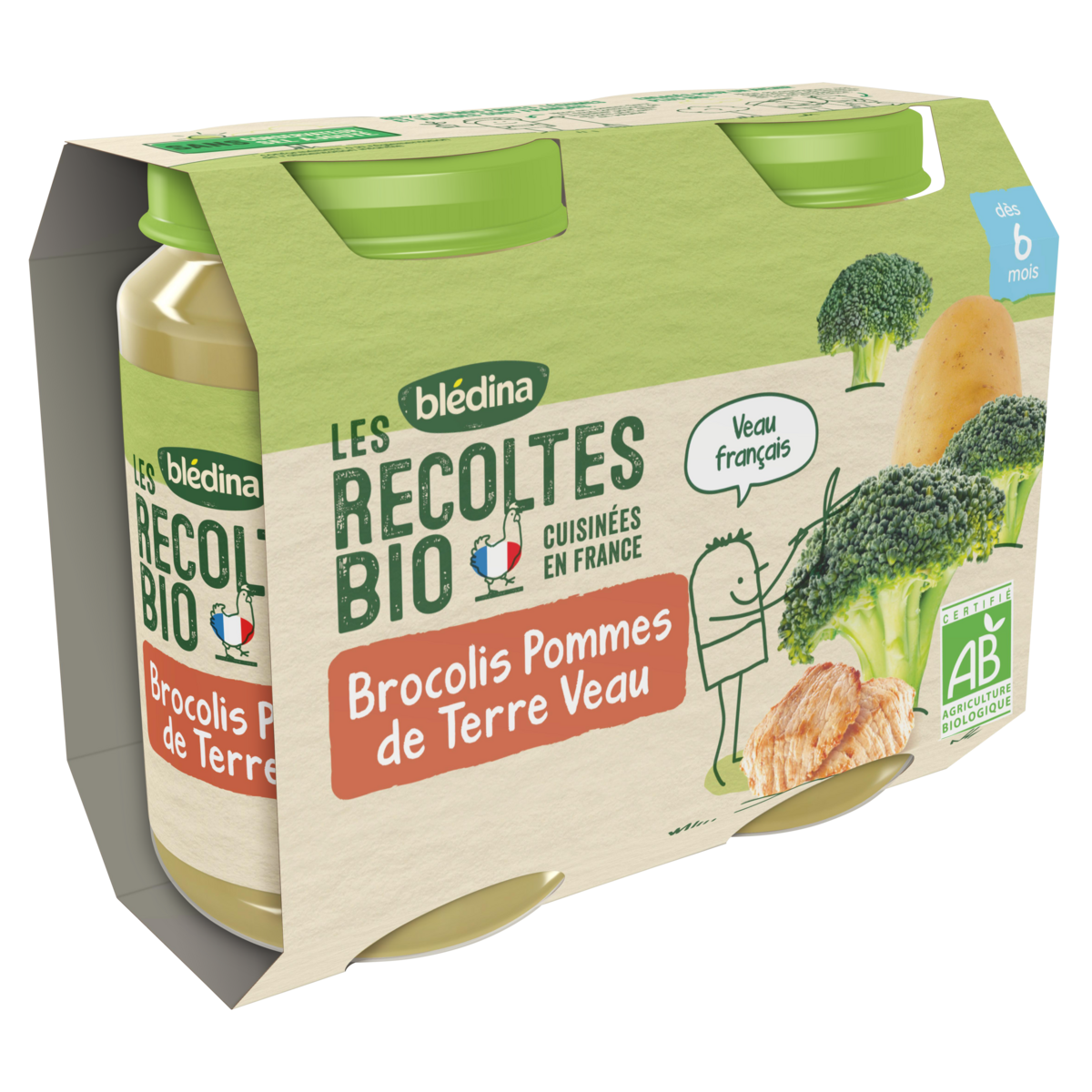 Bledina Petit Pot Brocolis Pommes De Terre Et Veau Bio Des 6 Mois 2x0g Pas Cher A Prix Auchan