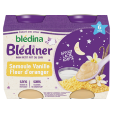 Bledina Blediner Petit Pot Semoule Vanille Fleur D Oranger Des 6mois 2x0g Pas Cher A Prix Auchan