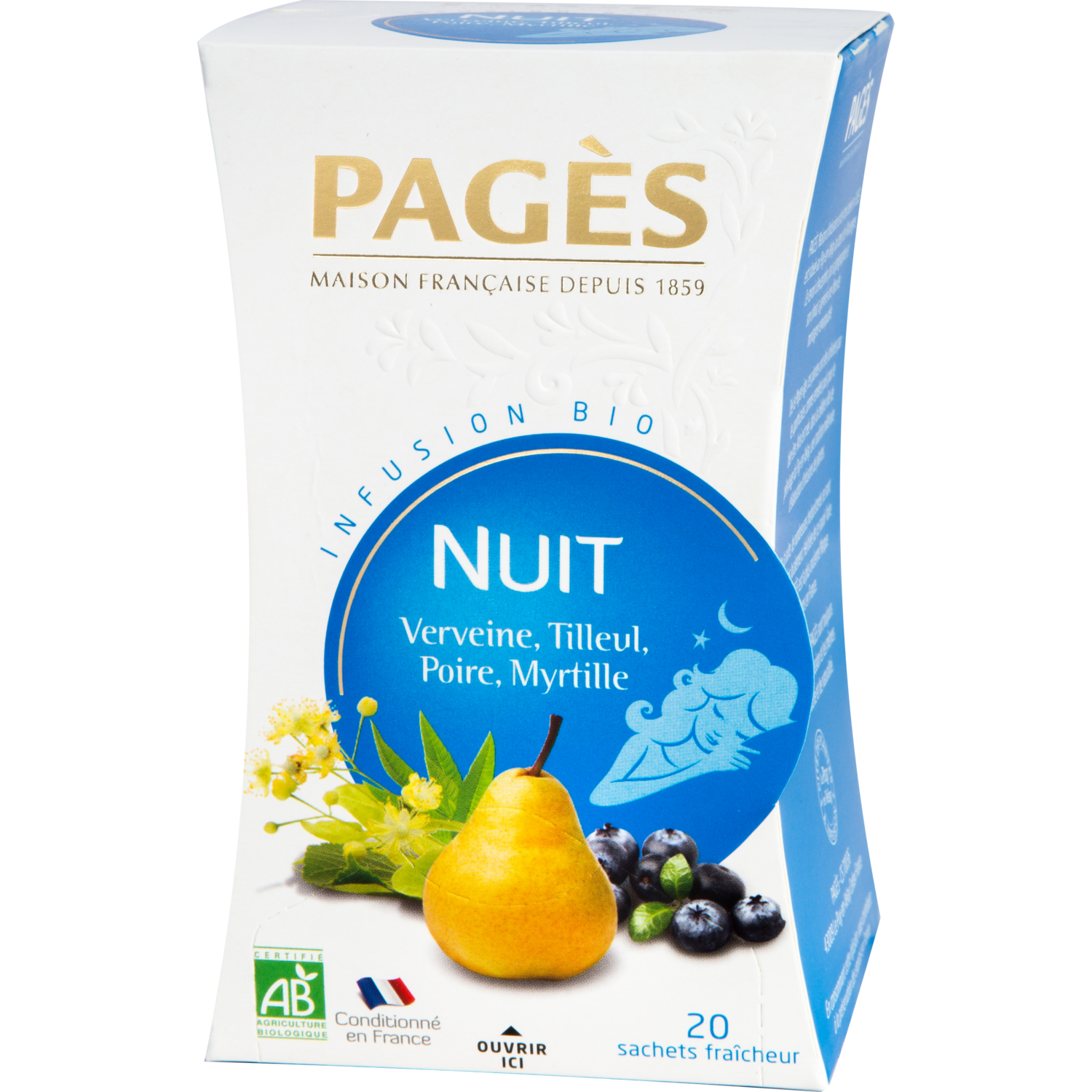 Pages Infusion Relaxation Fraise Myrtille Bio 20 sachets (lot de 3) 