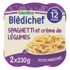 BLEDINA Blédichef assiette spaghetti et crème de légumes dès 12 mois 2x230g